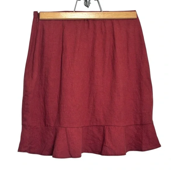 Abercrombie & Fitch XS Linen Blend Ruffle Hem Skirt Orange NWT - Picture 6 of 7